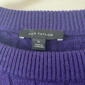 Ann Taylor Rich Purple Crew Neck Sweater